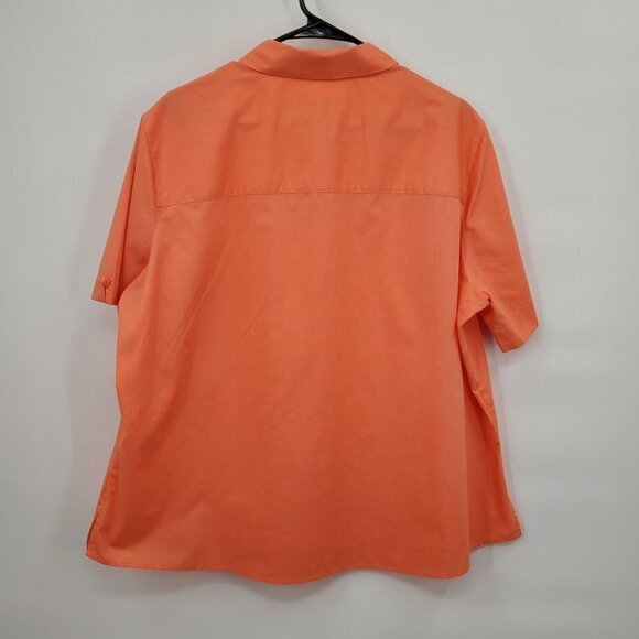 Foxcroft Wrinkle Free Button Up Shirt Plus Size Short Sleeve 18 Womens Orange - Picture 2 of 12